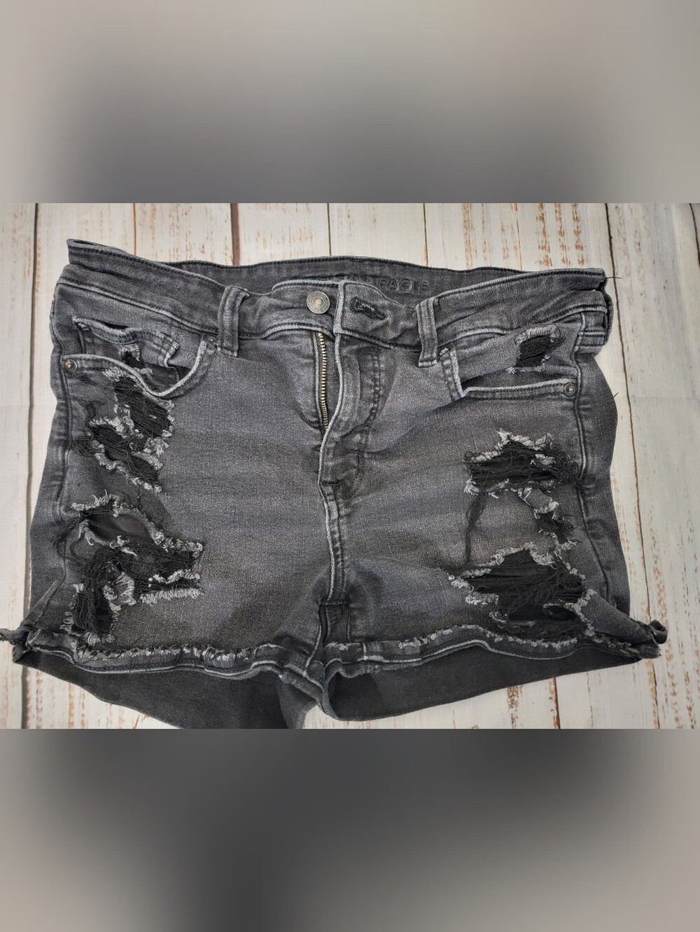 American Eagle Outfitters Black Distressed Jean Shorts